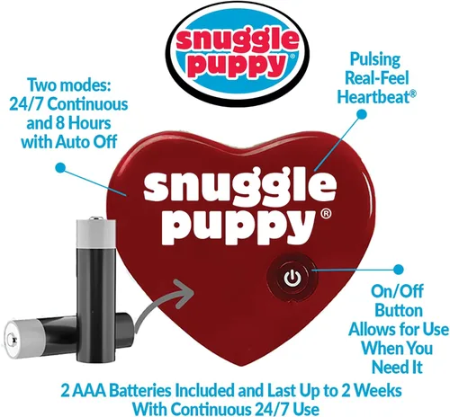 Vista 3 de Snuggle Puppy - Juguete original para cachorros con pulso y paquete de calor de sensación real, ayuda calmante para dormir para la ansiedad