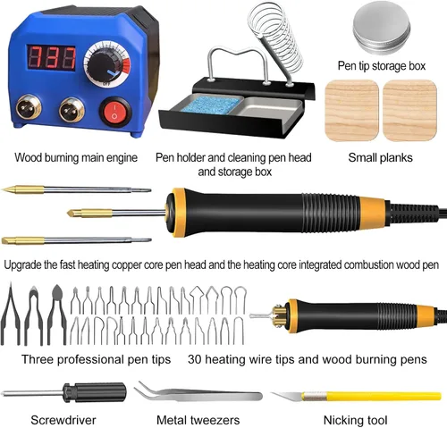Vista 2 de El kit de quemador de madera LH55-T2-NS2 ofrece control de temperatura ajustable que varía de 200℃ a 750℃, kit de combustión de madera con 2 plumas