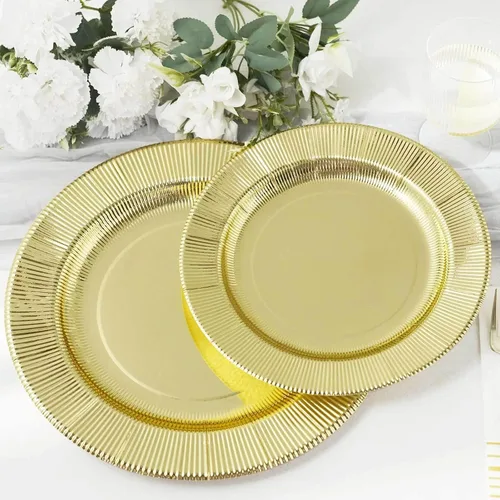 Vista 36 de Efavormart Paquete de 25 Platos Cargadores Desechables Sunray Metallic Sage Green de 13", Bandeja de Servir de Cartón, Redonda - 350 GSM Verde