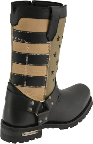 Vista 6 de Milwaukee Leather MBM9045 - Botas de arnés para motocicleta con estrellas y rayas, color negro, color marrón
