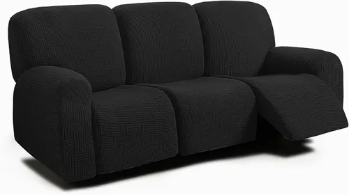 Vista 37 de ULTICOR - Juego de 8 fundas para sofá reclinable de jacquard, fundas elásticas para sofá reclinable para 3 cojines, gruesas, suaves, lavables