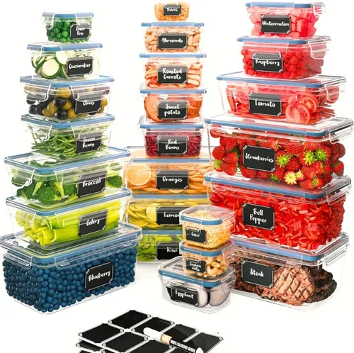 Vista 10 de Chef's Path Juego de 32 piezas de contenedores herméticos de almacenamiento de alimentos con tapas de fácil cierre, 16 contenedores y tapas