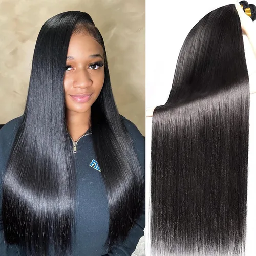 Vista 8 de Paquetes Bob Liso 3 Paquetes de Cabello Humano Corto 10, 10 y 10 Pulgadas, 100% Cabello Crudo Sin Procesar, Tejido Rápido, Color Negro Natural
