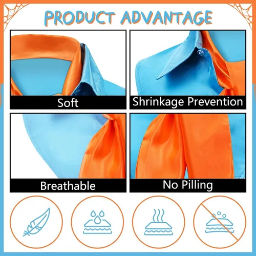 Vista 3 de Disfraz de Halloween para adultos adultos naranja cuello cuadrado bufanda falsa collar desmontable accesorios de fiesta cosplay, Azul