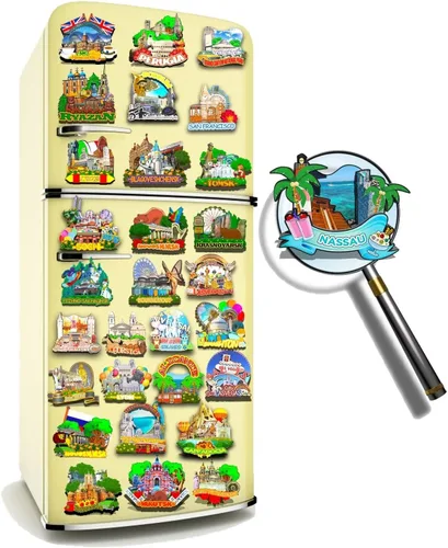 Vista 4 de Imán para nevera con imán de Nassau de Bahamas, monumentos en 3D, recuerdos coleccionables, decoración hecha a mano -718