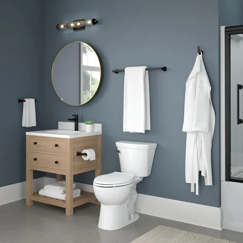 Vista 5 de Delta Galeon - Toallero de 24 pulgadas para baño, color negro mate, toallero de pared para baño, toallero de pared para montaje en pared, 77224-BL