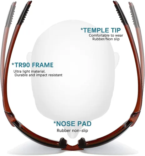 Vista 4 de WISTON Lentes de sol polarizados deportivos para hombres y mujeres, marco sin montura Tr90, para correr, pesca, béisbol, conducir, W8001