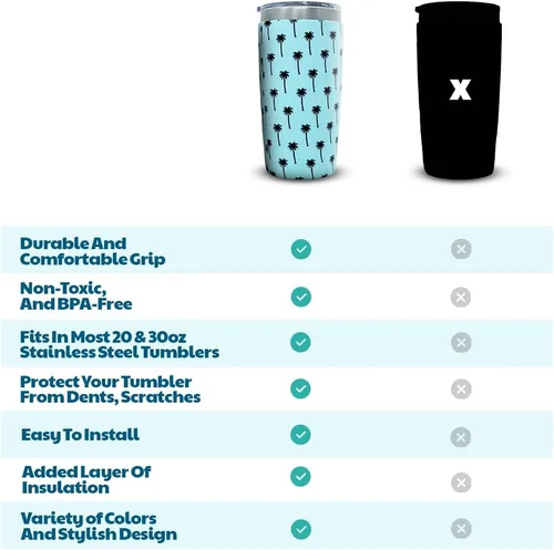 Vista 7 de Funda de silicona para vasos, compatible con vasos Yeti, RTIC, Ozark Trail, Magellan y más. Fundas aisladas personalizadas para enfriar latas