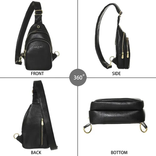 Vista 3 de INICAT Riñoneras cruzadas, bolsos de cuero para el pecho para mujer