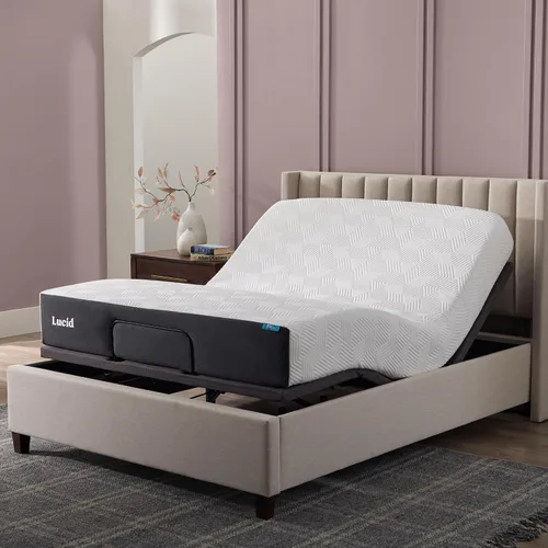 Vista 9 de LUCID Base de cama ajustable L300, Bluetooth, aplicación para teléfono, inclinación de cabeza y pies, masaje dual interactivo, control remoto