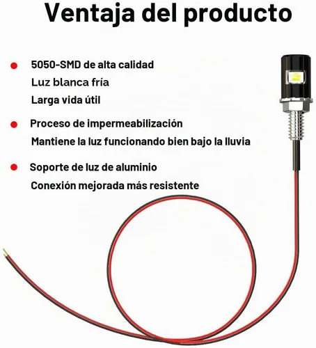 Vista 4 de Luz para matrícula, tornillo de matrícula, LED, superbrillante 12 V, impermeable, bombilla LED para placa de matrícula, para motocicleta, camión