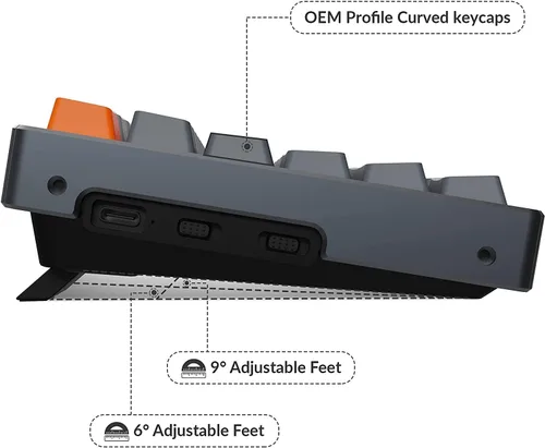 Vista 8 de Keychron K4 Teclado mecánico inalámbrico BluetoothUSB con cable, compacto 100 teclas 96% diseño RGB LED retroiluminado Gateron G Pro Blue Switch