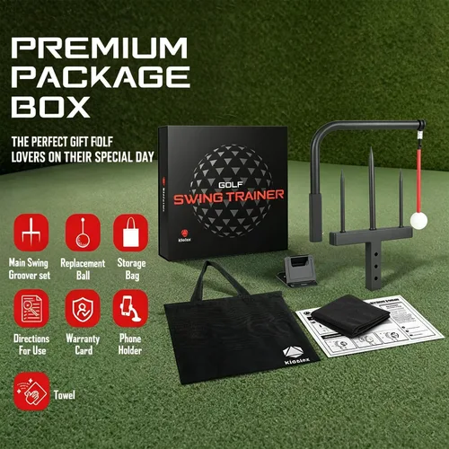 Vista 8 de Entrenador de Swing de Golf - Ayuda de Entrenamiento de Swing de Golf de Hierro Duradera - Accesorios de Golf para Niños y Jóvenes con Bola