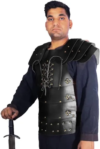 Vista 2 de The Medieval Shop - Chaleco de piel auténtica de 0.157in, armadura LARP Armor SCA Armor Medieval Armour