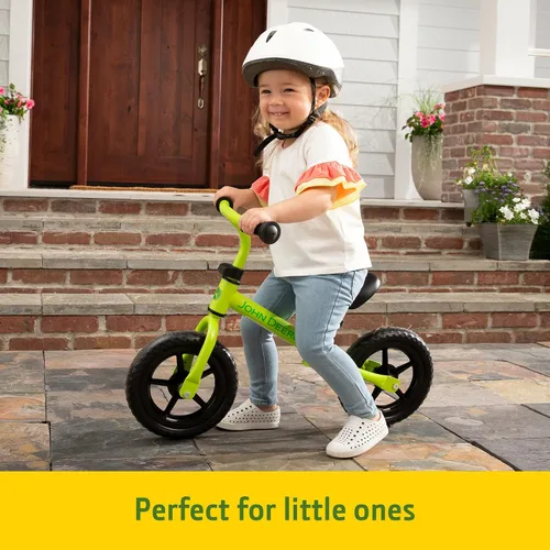 Vista 2 de TOMY John Deere - Bicicleta de equilibrio para niños y niñas de 10 pulgadas, resistente y ligera, bicicleta para niños pequeños con barras de mango