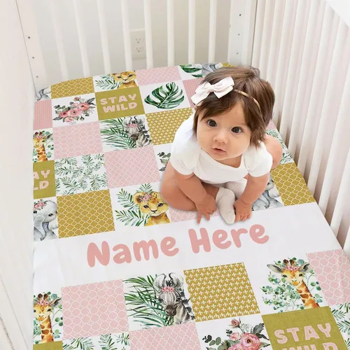 Vista 5 de Sábanas personalizadas para cuna de bebé con nombre, sábanas ajustadas personalizadas para cuna para bebés, juegos de ropa de cama de bebé, sábanas