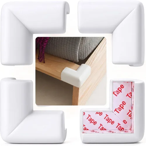 Vista 17 de Protector de esquina de espuma suave para bebé, marco de cama, protectores de esquina color negro, paquete de 4