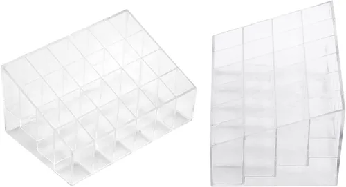 Vista 10 de Haofy 24 rejillas transparentes para lápiz labial, organizador de maquillaje y cosméticos, caja de almacenamiento de maquillaje, esmalte de uñas