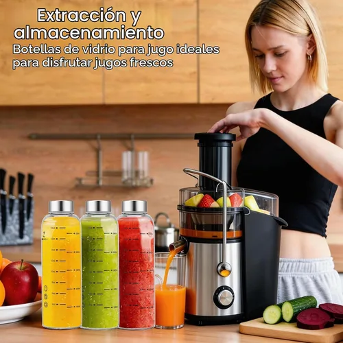 Vista 6 de Botellas de agua de vidrio Olivego con tapas 17 oz, botellas de jugo transparentes con tapa de acero inoxidable, botella de vidrio reutilizable