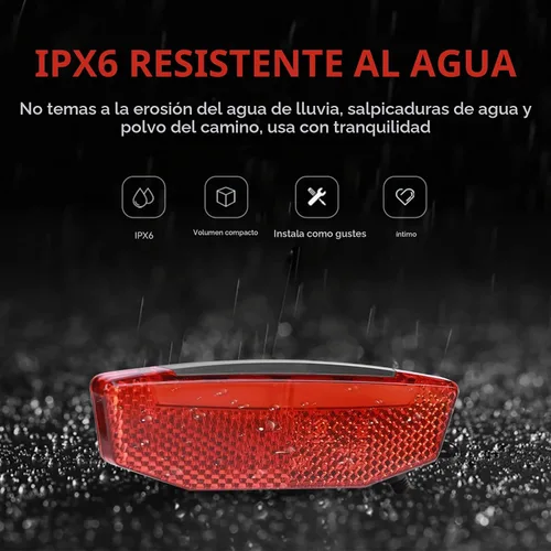 Vista 5 de Luz trasera EBike de 6 V-60 V, luz de advertencia LED de alto brillo, luz trasera de bicicleta, equipo de conducción nocturna, conector impermeable