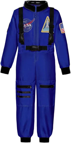 Vista 2 de Disfraz de astronauta para niños de piloto espacial para niños pequeños, disfraces de cumpleaños de Halloween Azul