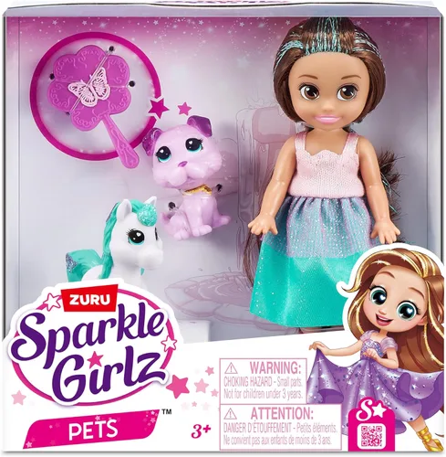 Vista 2 de Sparkle Girlz ZURU - Juego de muñeca y mascota de princesa (rosa y gato) de 2 mascotas, peinado para niños, perros, gatos, unicornio, juguetes