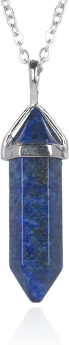 Vista 3 de 1 collar con colgante de bala de piedra preciosa natural, piedra de cristal curativo, cuarzo, reiki, chakra, energía de roca de 18 pulgadas, joyería