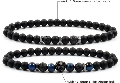 Vista 4 de Hoigblxy Pulsera de cuentas para hombre, para hijo, novio, marido, papá, hermano, nieto, aniversario, cumpleaños, Navidad, regalo para él