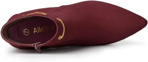 Vista 4 de Allegra K Botines de tacón de aguja con cremallera lateral y punta puntiaguda para mujer