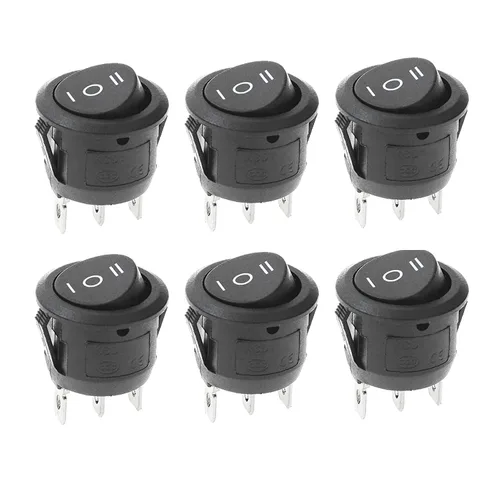 Vista 9 de 6 unids negro interruptor de encendido / apagado con pestillo redondo interruptor de palanca SPST 6A/250v 10A/125v para barco coche, etc