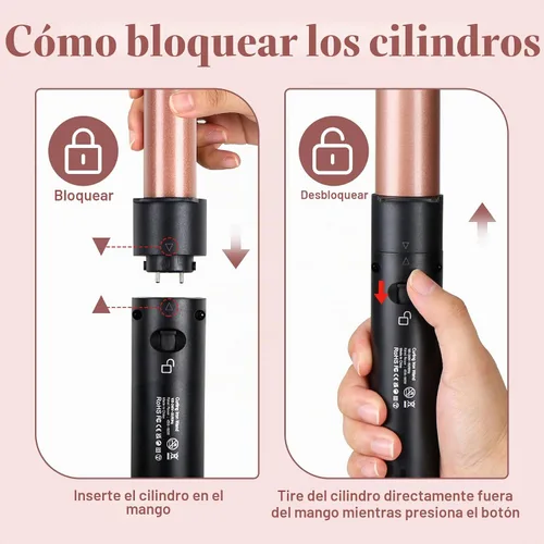 Vista 7 de Varita rizadora 5 en 1, rizador de pelo de 3 barriles All-in-One, 30s Rapid Heating, 1H Auto Shut-Off, Anti-Scald, Long-Lasting Volume, Dual