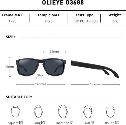 Vista 2 de OLIEYE Gafas de sol polarizadas deportivas para hombre gafas de sol con marco flexible