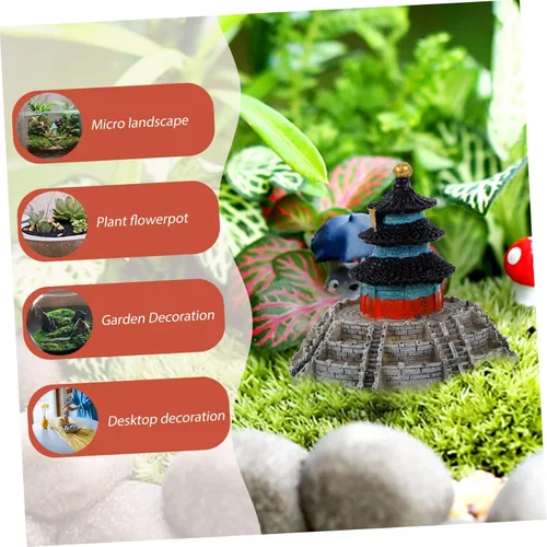 Vista 9 de GANAZONO Decoración para el hogar, decoración asiática, Pagoda en miniatura, estatua al aire libre, micro paisaje, jardín zen asiático, decoración