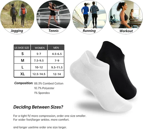 Vista 6 de Ankle Socks Women's and Mens - 610 Pairs Low Cut Tab & No Show Athletics Running Socks