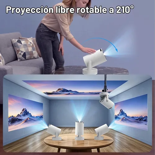 Vista 8 de Mini proyector, proyector portátil, soporte 4K y altavoz de 5 W Lvory Blanco-4