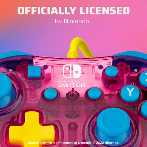 Vista 5 de PDP Gaming Rock Candy Wired Power Nintendo Switch Pro Controller, Officially Licensed Lite/OLED Compatible Gamepad, Super Mario Brothers - Bubblegum
