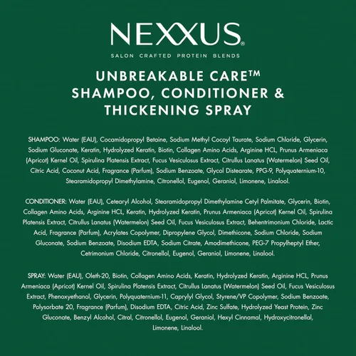 Vista 9 de Nexxus Champú, acondicionador y spray sin enjuague para el cuidado irrompible, paquete de 3 para cabello fino y fino con queratina, colágeno, biotina