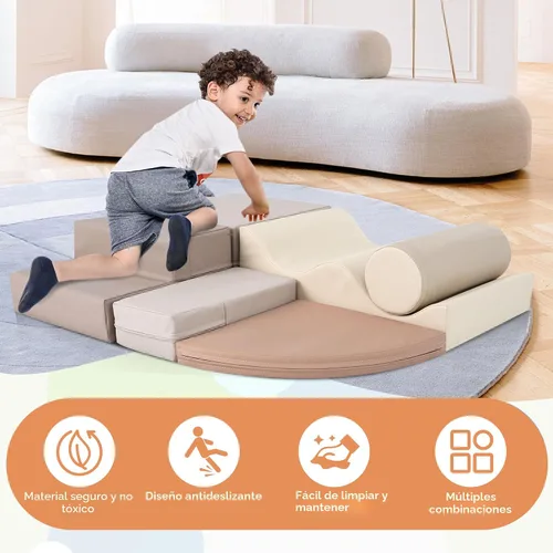 Vista 2 de Merax Juguetes de escalada para niños pequeños, juego de escalada y gateo suave para interiores, bloques de espuma suave para escalar, gatear, 6
