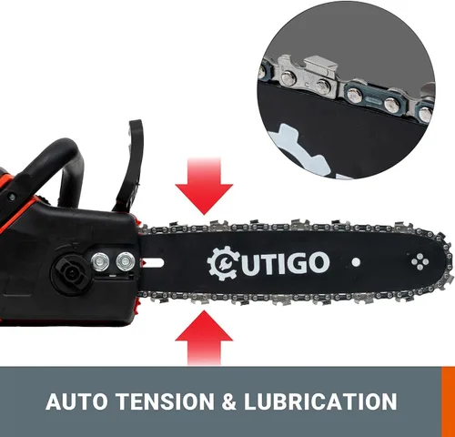 Vista 5 de OUTIGO Motosierra con batería, motosierra eléctrica de 8 pulgadas/12 pulgadas con 2 baterías de 21 V, con bloqueo de seguridad y motor fuerte