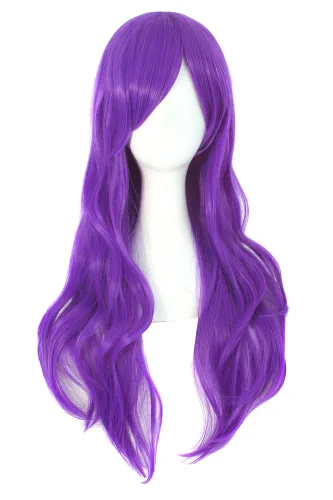 Vista 32 de MapofBeauty - Peluca larga de extremos rizados para cosplay, de 28 pulgadas, para mujer, color Azure Azul celeste