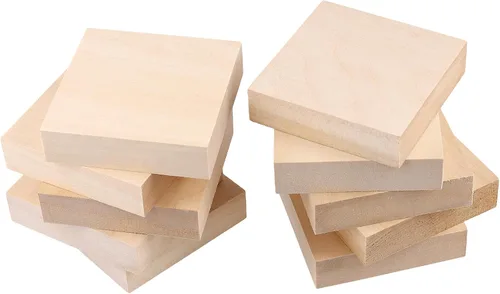 Vista 5 de LEXININ 30 bloques de madera sin terminar, bloques de tallado de tilo de 4 x 4 x 1 pulgadas, bloques cuadrados de madera para arte, manualidades