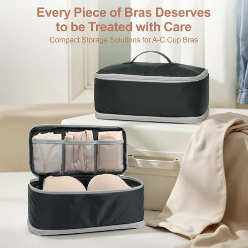 Vista 6 de Cambond Travel Underwear Organizer Bag - 4-in-1 Double Layer Lightweight Bra Organizer, Portable Expandable Compression Packing Cubes Travel Packing