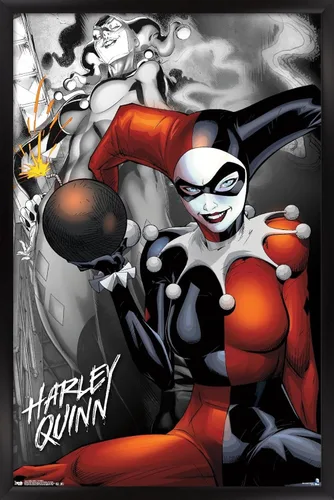 Vista 8 de Trends International DC Comics - Póster de pared de Harley Quinn, la bomba, 14.725 x 22.375 pulgadas, versión enmarcada de madera de granero