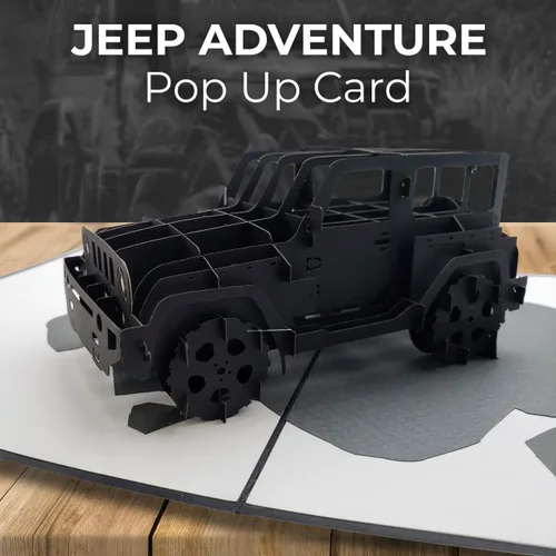 Vista 6 de iGifts And Cards Tarjeta de felicitación desplegable para Jeep negra icónica y legendaria en 3D, cumpleaños genial, graduación divertida, auto