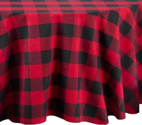 Vista 13 de Elrene Home Fashions Camino de mesa Farmhouse Living Holiday Buffalo-Check, 13 pulgadas de ancho x 70 pulgadas de largo, rojo/negro