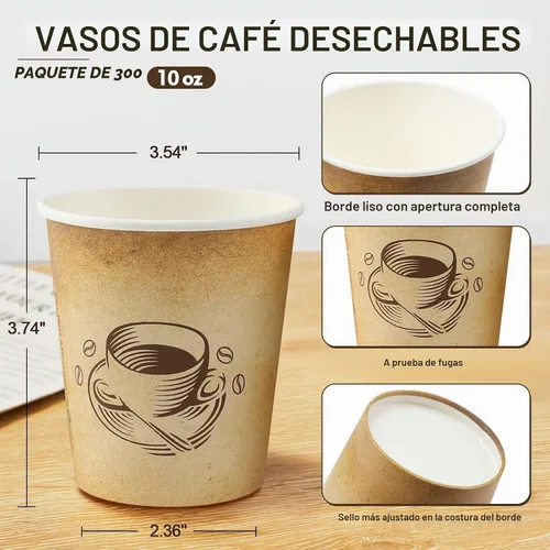 Vista 2 de Clawsoff - Paquete de 200 tazas de café desechables de 10 onzas