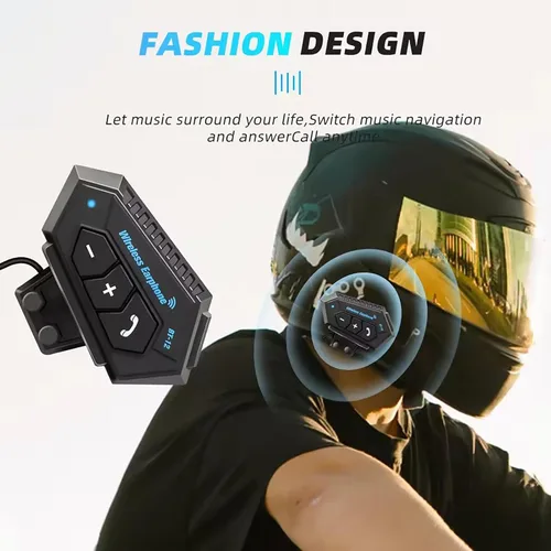 Vista 4 de Auriculares para Casco de Motocicleta Headset Estéreo Bluetooth Auriculares Inalámbricos Manos Libres Micrófono Auriculares Reproductor de Música
