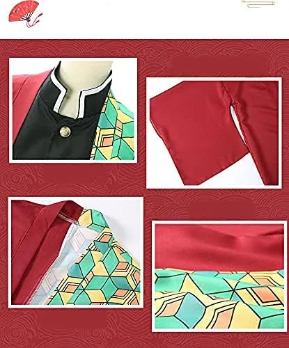 Vista 6 de Tanjiro - Disfraz de kimono de anime para Halloween traje de uniforme