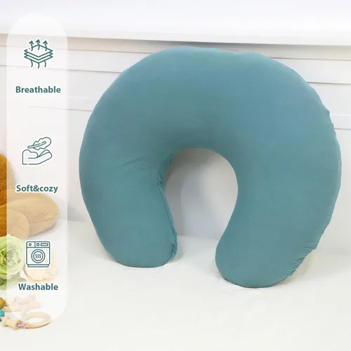 Vista 4 de Hooyax Funda de almohada de muselina para lactancia, suave y transpirable, funda de almohada para madres lactantes, funda de almohada elástica Azul