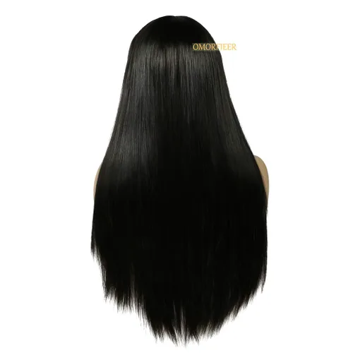 Vista 3 de Rise World Wig Peluca de 276pulgadas de largo liso flequillo para disfraz cosplay negro a prueba de calor